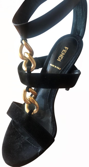 Fendi Black Leather Sandal Formal Shoes 