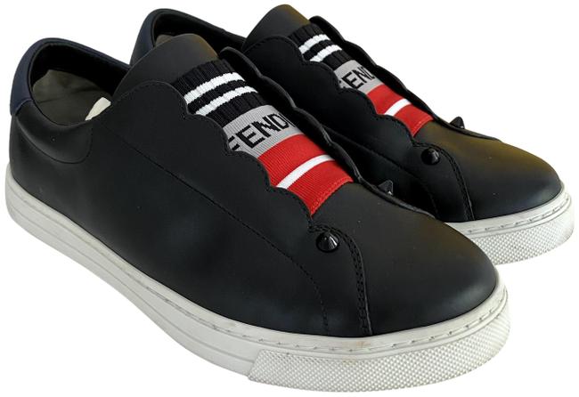 Fendi Black Leather Slip on Sneakers 