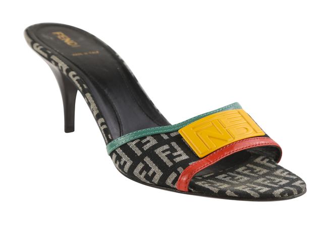 Fendi Black Logo Sandals Mules Slides 