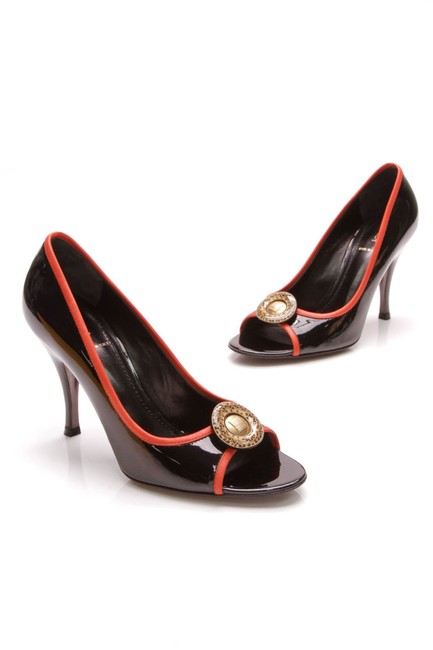 Fendi Black Medallion Peep toe Pumps 