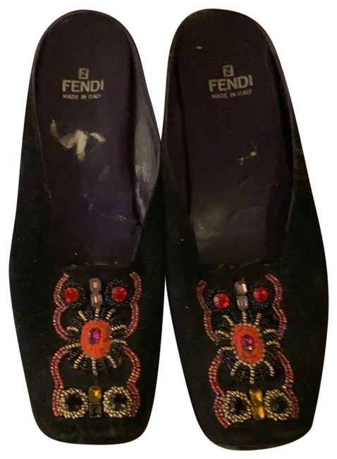 Fendi Black Mules Slides 