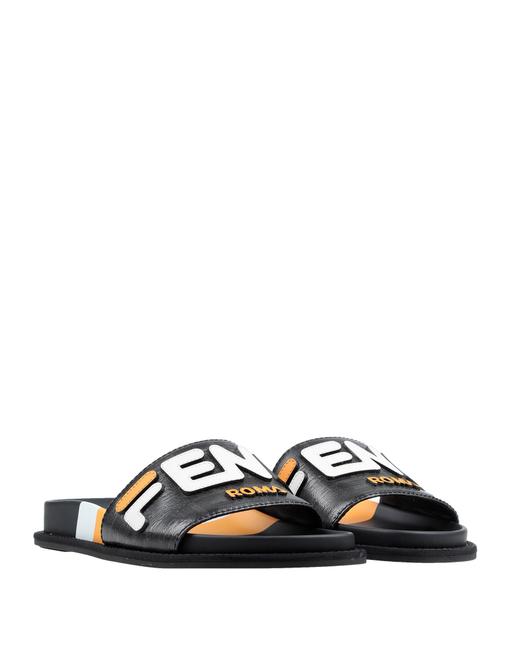 Fendi Black Multi Roman Sandals 