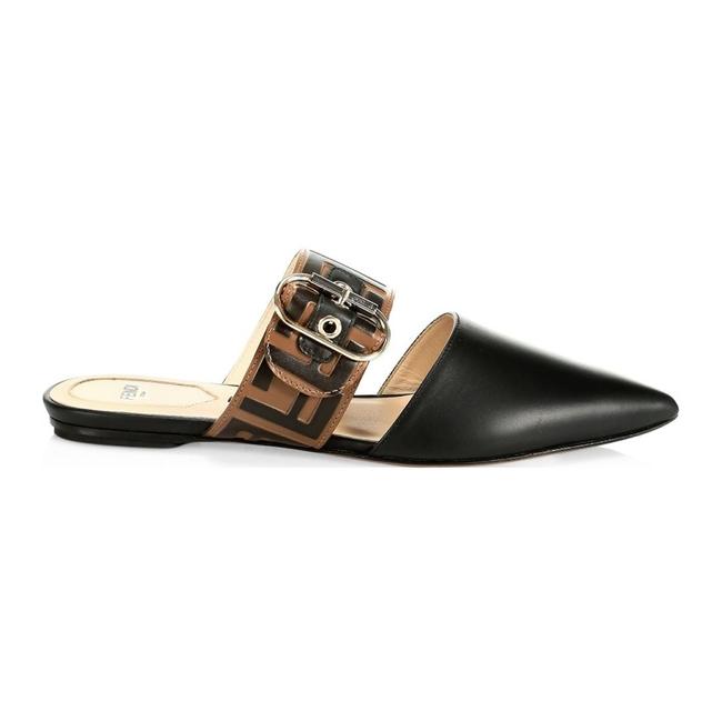 Fendi Black New Logo Strap Slides Flats 