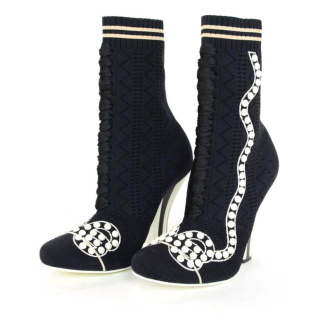 Fendi Black Pearl Embellished Rockoko Boots Booties 