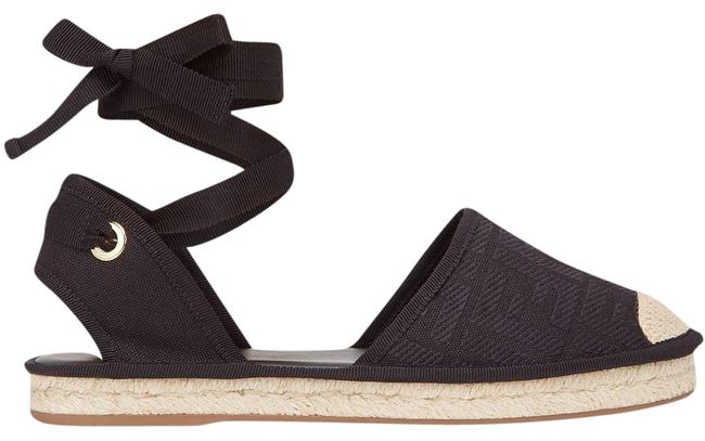 Fendi Black Spk Espadrilles Canvas Flats 