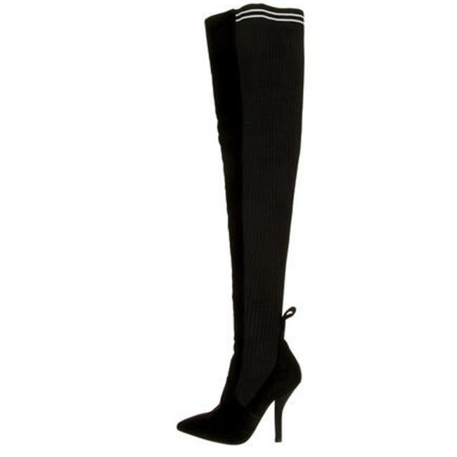 Fendi Black Suede 2017 Rockoko Over Knee Boots Booties 