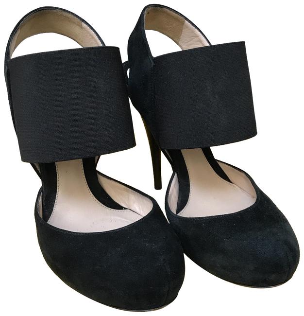 Fendi Black Suede Round Toe Heel Pumps 