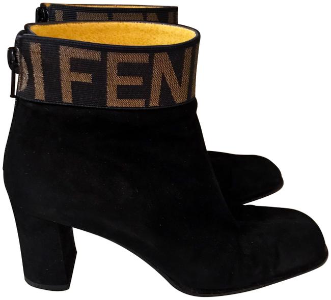 Fendi Black Ultra Rare Zucca Logo Suede Boots Booties 