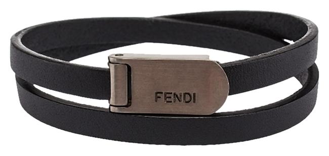 Fendi Black Unisex Leather Wrap 29548 Bracelet