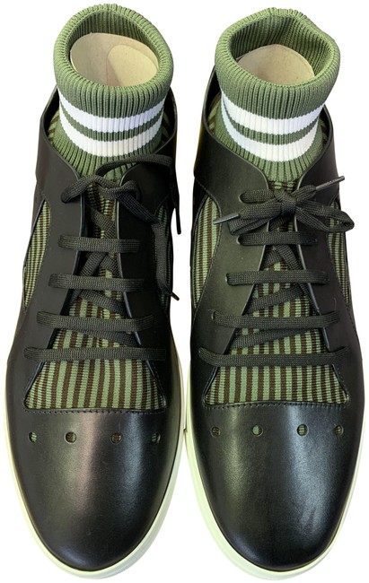 Fendi Black White Green High Top Men s Sneakers 