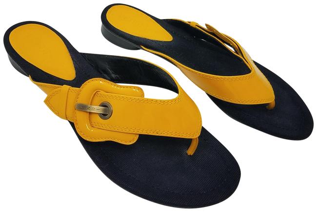 Fendi Black Yellow Patent Leather Sandals 