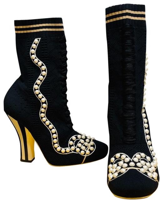 Fendi Black White Rockoko Boots Booties 