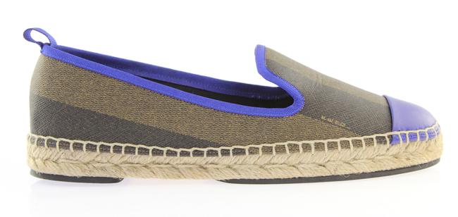 Fendi Blue Brown Junia Espadrille Flats 