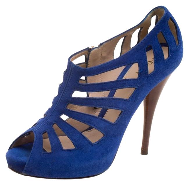 Fendi Blue Cobalt Suede Cut Boots Booties 
