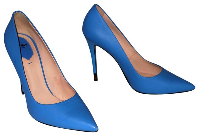 Fendi Blue Kid Leather Anne Pumps 