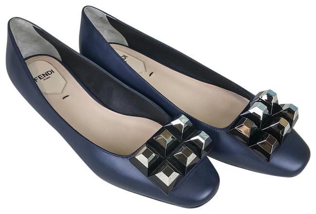 Fendi Blue Leather Studded Skimmer Flats 