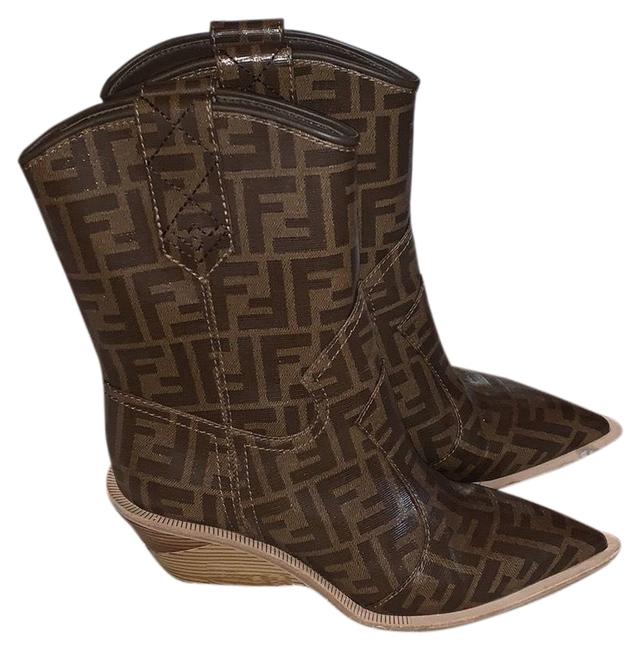 Fendi Brown Cowboy Boots Booties 