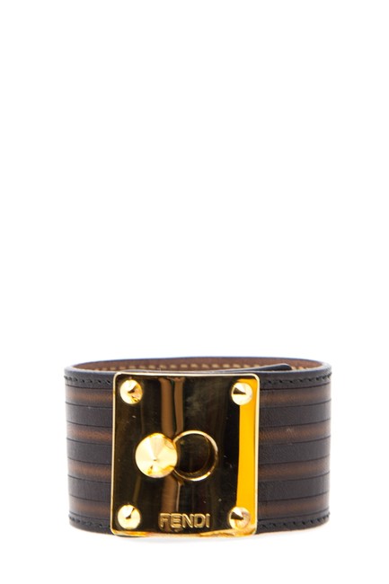 Fendi Brown Leather Goldmine Bracelet