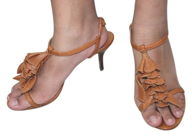 Fendi Brown Leather Heels 37 Sandals 