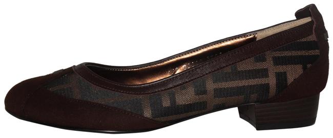 Fendi Brown Logo Zucca Jacquard Flats 