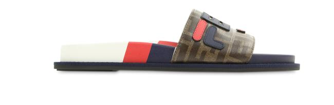 Fendi Brown Mania Pool Slide Sandals 