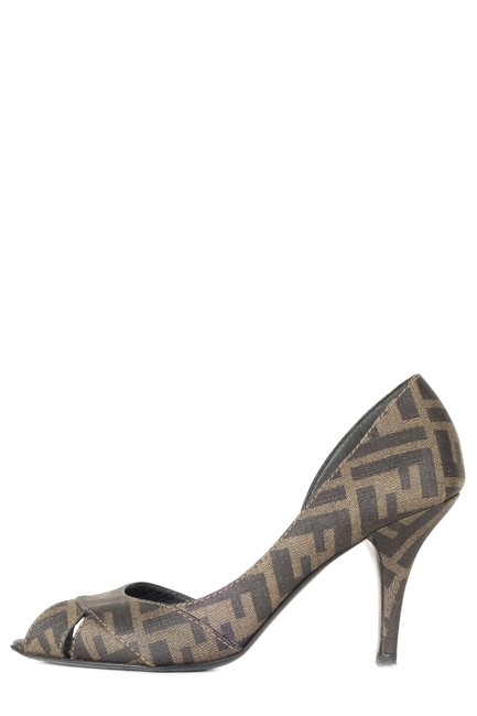 Fendi Brown Peep Toe Heels Pumps 
