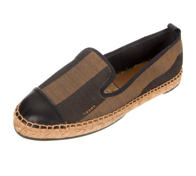 Fendi Brown Pequin Espadrilles Flats 