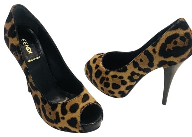 Fendi Brown Ponyhair Peep toe Pumps 