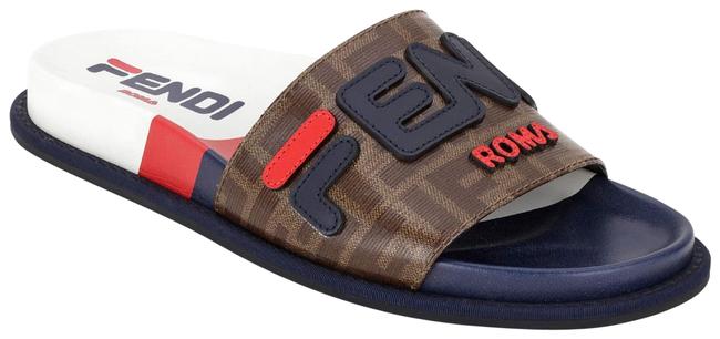 Fendi Brown X Fila Mania Logo Pool Slide Sandals 