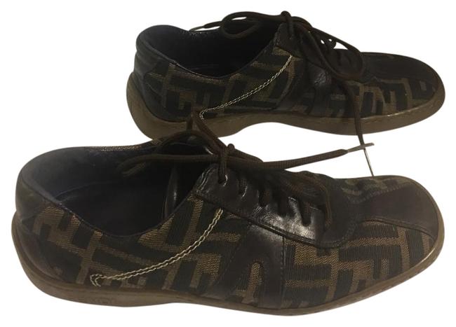 Fendi Brown Zucca Print Lace Up Sneakers 