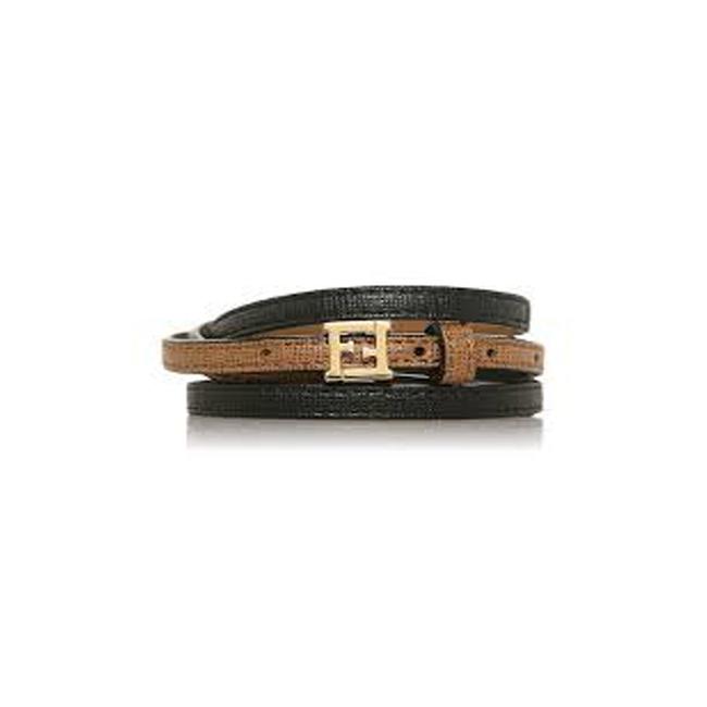 Fendi Brown "Crayons" Leather Bangle Brown Black Leather 8ag354 Bracelet