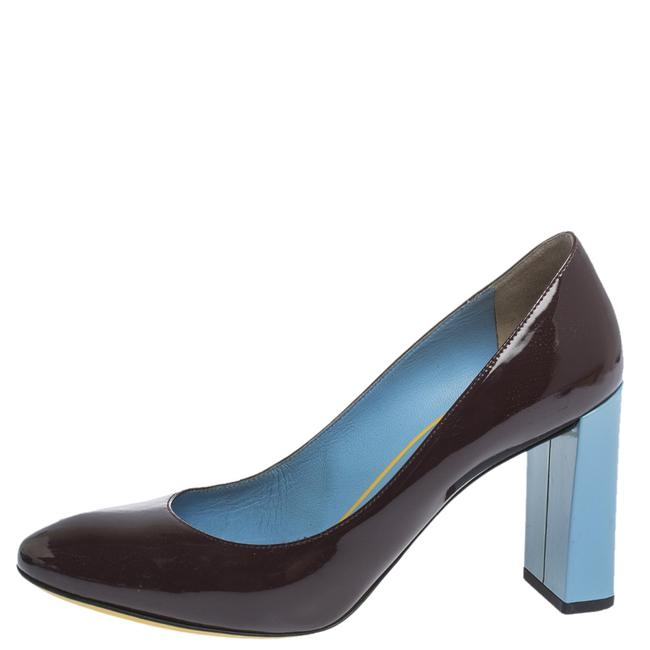 Fendi Burgundy Patent Leather Block Pumps 