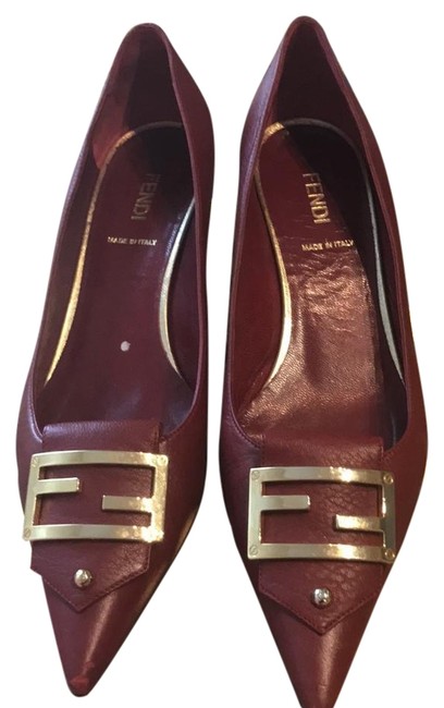 Fendi Burgundy Pointy Toe Flats 