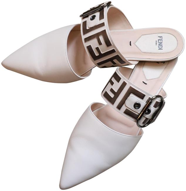Fendi Cream and Brown Mules Slides 