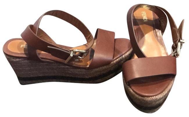 Fendi Dark Camel Wedges 