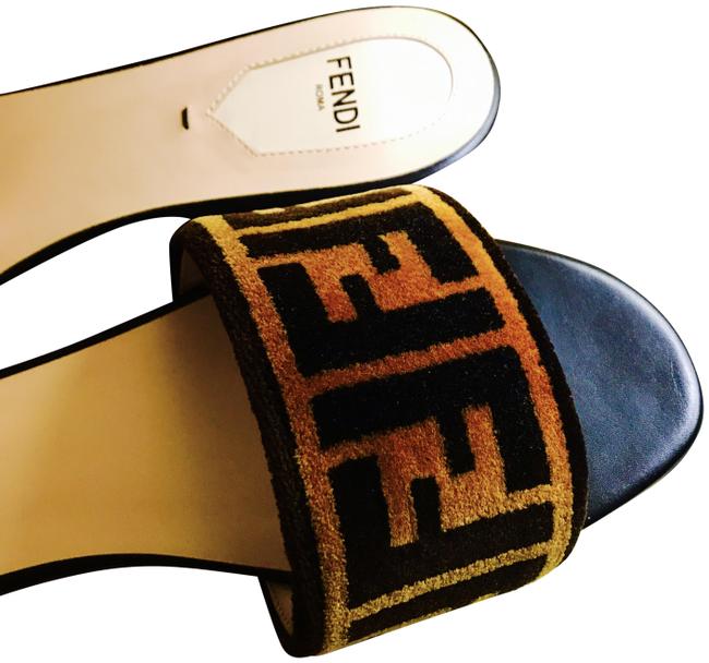 Fendi Ff Velvet Embroidered Slides Sandals 