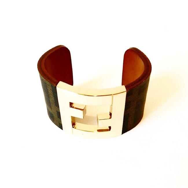 Fendi Ff Zucca Pattern Cuff Bracelet