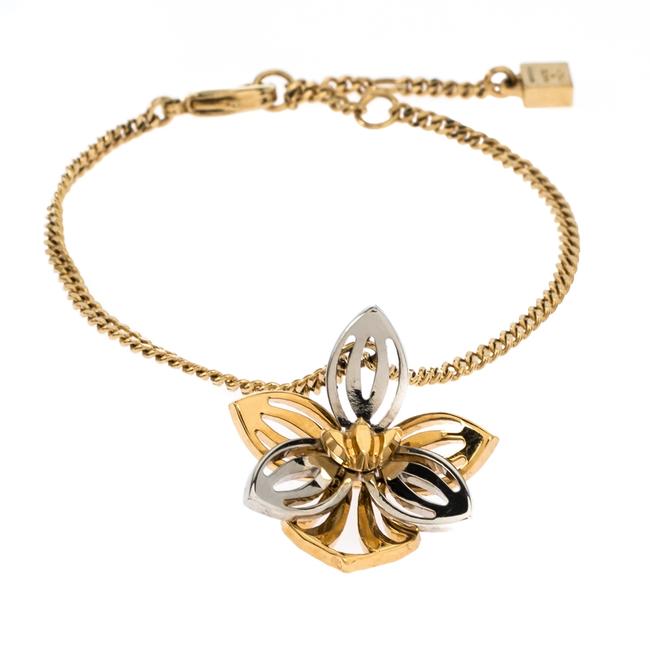 Fendi Gold Blossom Flower Charm Two Tone Bracelet