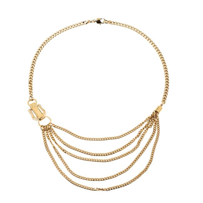 Fendi Gold Chain Link Tone Layered Necklace