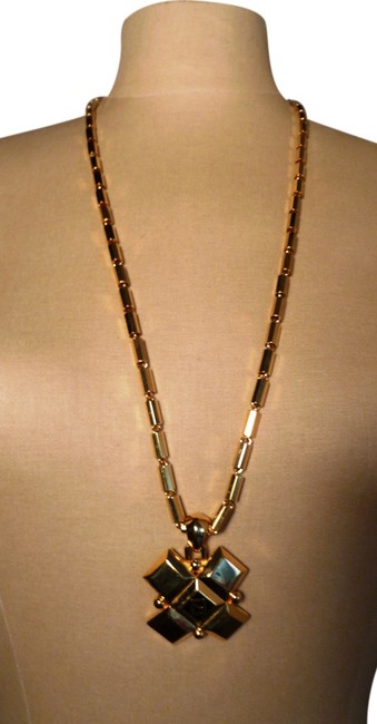 Fendi Gold Cross Logo Pendant Necklace
