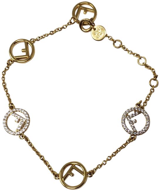 Fendi Gold Gold tone F Is For Crystal Charm Bracelet