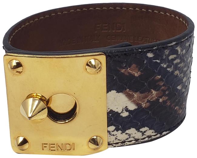 Fendi Gold Gold tone Goldmine Leather Wrap Bracelet