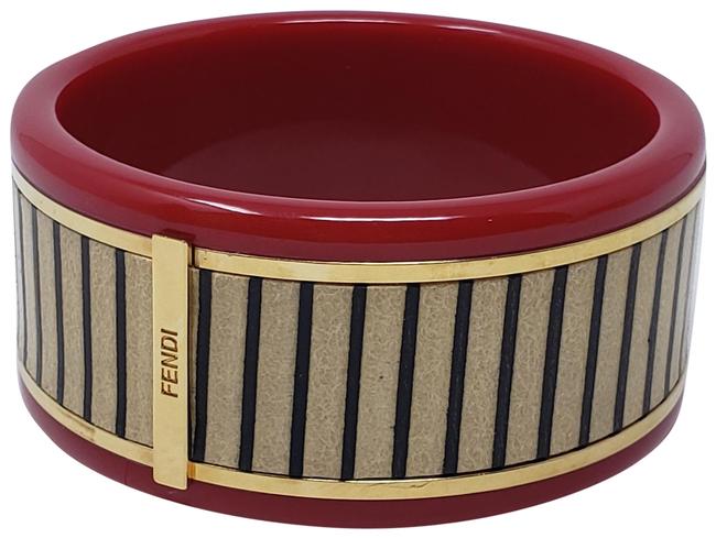 Fendi Gold Gold tone Zucca Logo Resin Bangle Bracelet