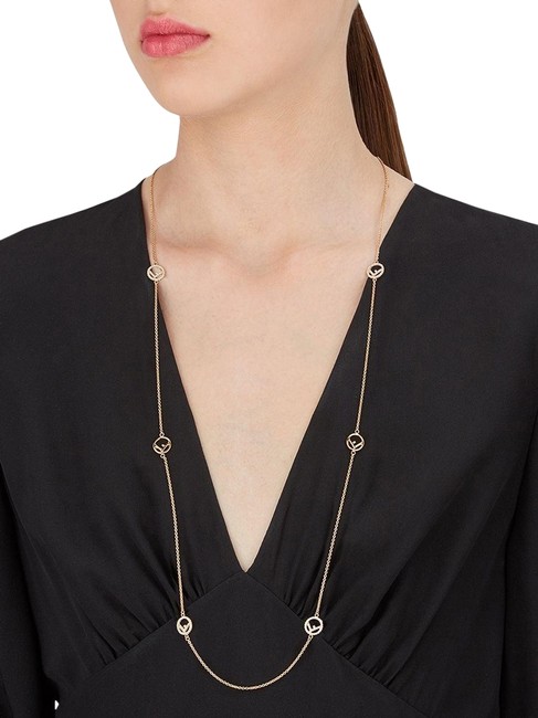 Fendi Gold Gold tone Zucca Station F Is For Station Necklace