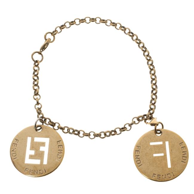 Fendi Gold Identification Tone Charm Bracelet