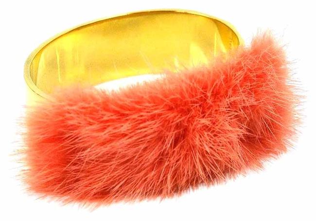 Fendi Gold Pink Bangle Fur Ladies 2041 Bracelet