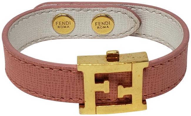 Fendi Gold Textured Leather Ff Crayons Reversible Bracelet