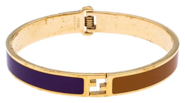 Fendi Gold The Fendista Bicolor Enamel Tone Bracelet S