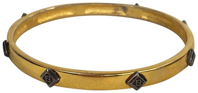Fendi Gold Thin Vintage Signature Bangle Bracelet