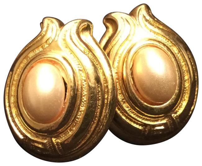 Fendi Gold Tone and White Classic Earrings